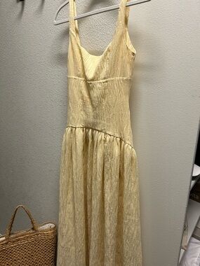 Zara Cream Midi Textured Dress